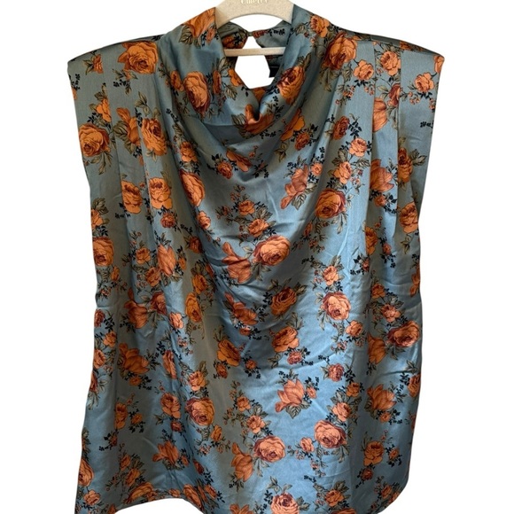 Vici Blue and Orange Floral Blouse - Picture 4 of 8